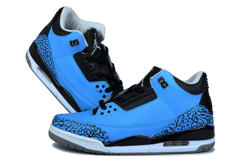 Air Jordan 3 Men Shoes Black/Deepskyblue Online